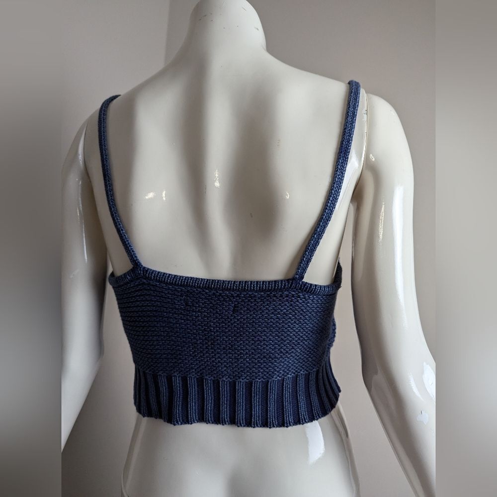 American eagle Cropped knit tank top navy blue cable knit XS - Picture 7 of 8